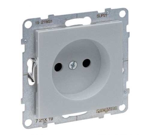 SUNO Силовая розетка 2К 16А 250В. C защитными шторками. Винтовые зажимы. Цвет "Алюминий"  721319  Legrand