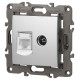 14-3110-03 Розетка RJ45+TV, IP20, алюминий  Б0034316  ЭРА