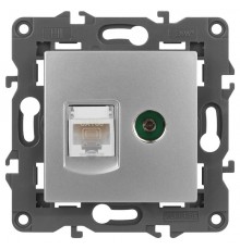 14-3110-03 Розетка RJ45+TV, IP20, алюминий  Б0034316  ЭРА