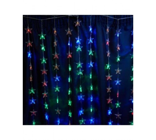 Гирлянда - занавес Звездочки 230V 100 LED 2*1м, мультиколор с контроллером, IP20 , сетевой шнур 3м в комплекте, CL25  48609  FERON