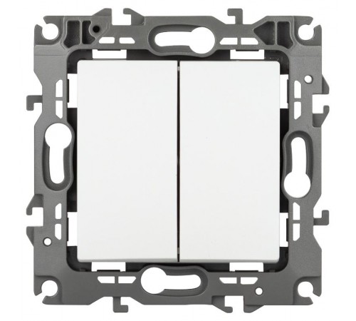 Переключатель ЭРА Серия 12 12-1106-01М двойной, 10АХ-250В, белый матовый   Б0065656  ЭРА