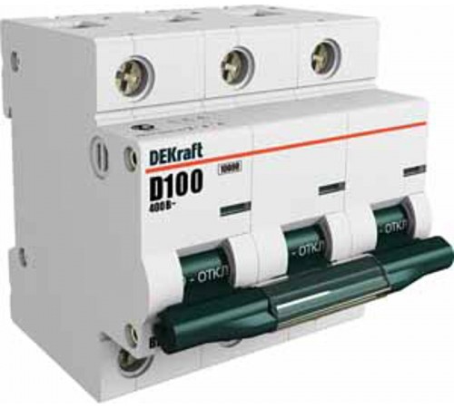 Выключатель автоматический трехполюсный ВА-201 100А C 10кА  13009DEK  DEKraft