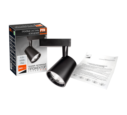 Светильник светодиодный трековый однофазный PTR 0315 15w 4000K 24° BL (чёрный) IP40  5010604  Jazzway