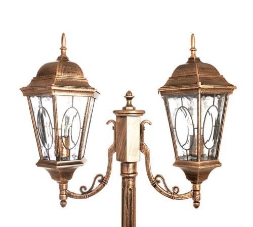 Светильник садово-парковый PL157 2*60W 230V E27 240*630*2200мм черное золото (большой, столб 2М)  11325  FERON