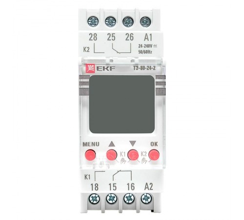 Таймер электронный двухканальный ТЭ-80 24-230В  te-80-24-2  EKF