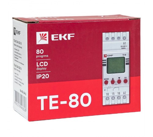 Таймер электронный двухканальный ТЭ-80 24-230В  te-80-24-2  EKF