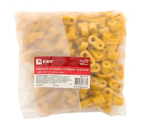 Изолятор угловой "Стойка" желтый EKF  PROxima  ak-1-1-y  EKF
