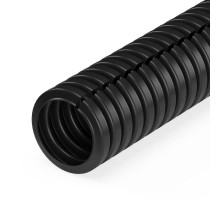 Труба гофрированная ПП лёгкая 350 Н разрезная черная д20 (10м/уп) безгалогенная (HF)   PR02.0245  Промрукав