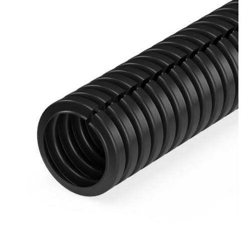 Труба гофрированная ПП лёгкая 350 Н разрезная черная д20 (10м/уп) безгалогенная (HF)   PR02.0245  Промрукав