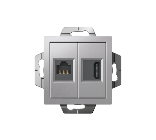 AtlasDesign Алюминий Розетка 2-ая HDMI+RJ45, кат.5Е, механизм  ATN000382  SE