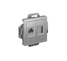 AtlasDesign Алюминий Розетка 2-ая HDMI+RJ45, кат.5Е, механизм  ATN000382  SE