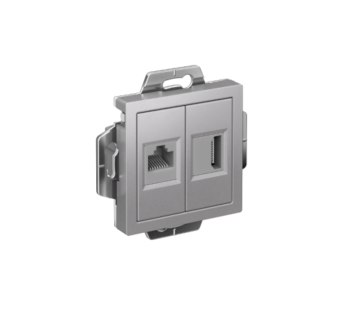 AtlasDesign Алюминий Розетка 2-ая HDMI+RJ45, кат.5Е, механизм  ATN000382  SE