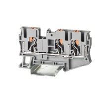 Клемма проходная, зажим push-in, 3 точки подключения, 6 кв.мм, серая  VPR-6-TWIN-GY  DKC