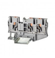 Клемма проходная, зажим push-in, 3 точки подключения, 6 кв.мм, серая  VPR-6-TWIN-GY  DKC