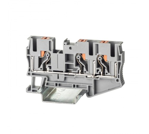 Клемма проходная, зажим push-in, 3 точки подключения, 6 кв.мм, серая  VPR-6-TWIN-GY  DKC