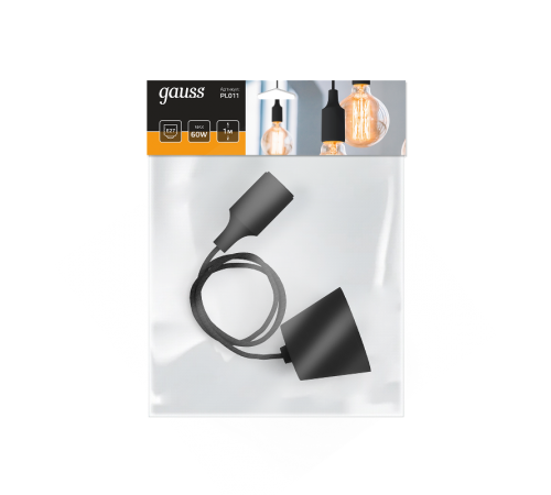 Светильник подвесной шнур под лампу Decor PL011 черный E27, 1 м, 1/40  PL011  Gauss