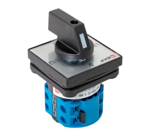 Переключатель кулачковый ПК-1-73 10А 3P для вольтметра (линейное напряжение) IP65  pk-1-73-10-65  EKF