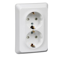 Этюд Белый С/У Розетка 2-ая с заземлением со шторками 16А 250B  PC16-108B  SE