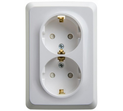 Этюд Белый С/У Розетка 2-ая с заземлением со шторками 16А 250B  PC16-108B  SE
