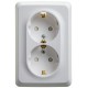 Этюд Белый С/У Розетка 2-ая с заземлением со шторками 16А 250B  PC16-108B  SE