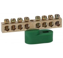 Шина PE "земля" на одном угловом изоляторе ШНИ-6х9-8-У1-Зеленый (10/250/15000) NO-222-103-1  Б0044152  ЭРА