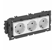 Розетка тройная 0° Modul45connect с з/к, 250 В, 16A (белый) (STD-D0C8 RW3)  6120452  OBO Bettermann