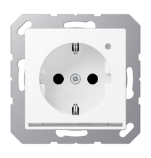 SCHUKO-розетка с ориентационной светодиодной подсветкой, со встроенным датчиком освещённости, с дополнительной защитой; белый матовый; A500  A1520-OW