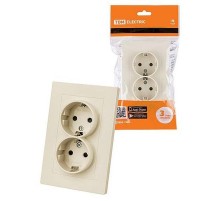 Розетка двойная 2П+З 16А 250В с защ. шт. сл. кость "Сенеж"   SQ1816-0137  TDM