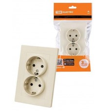 Розетка двойная 2П+З 16А 250В с защ. шт. сл. кость "Сенеж"   SQ1816-0137  TDM