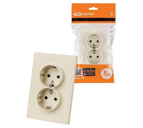 Розетка двойная 2П+З 16А 250В с защ. шт. сл. кость "Сенеж"   SQ1816-0137  TDM