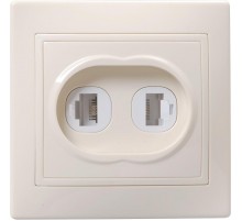 КВАРТА Кремовый Розетка компьютерная и телефонная 2-местная РК/Т12-ККм  EIK10-K33-DM  GENERICA