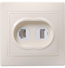 КВАРТА Кремовый Розетка компьютерная и телефонная 2-местная РК/Т12-ККм  EIK10-K33-DM  GENERICA