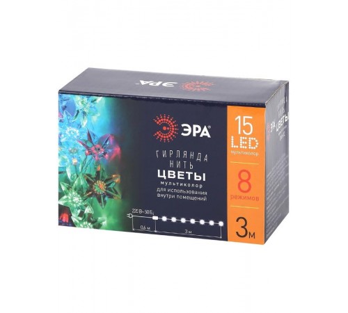 Гирлянда светодиодная  Нить Цветы 3 м мультиколор, 220V,  ENIN-3Z ,  IP20 (36/864)  Б0041896  ЭРА