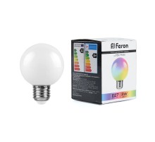 Лампа светодиодная LB-371 (3W) 230V E27 RGB для белт лайта G60 матовый плавная сменая цвета  38115  Feron