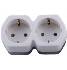 ADP16-12-20 Разветвитель сетевой 2-местный с/з, 250В,16A, белый/серый  32870  STEKKER