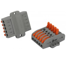 Клемма  NO-225-401 проходная с монтажной площадкой 222-2415Р с рычагами 5 полюсов 0.08-2.5/4 мм2 (упаковка 5 шт.)  Б0067940  ЭРА