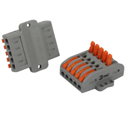 Клемма  NO-225-401 проходная с монтажной площадкой 222-2415Р с рычагами 5 полюсов 0.08-2.5/4 мм2 (упаковка 5 шт.)  Б0067940  ЭРА