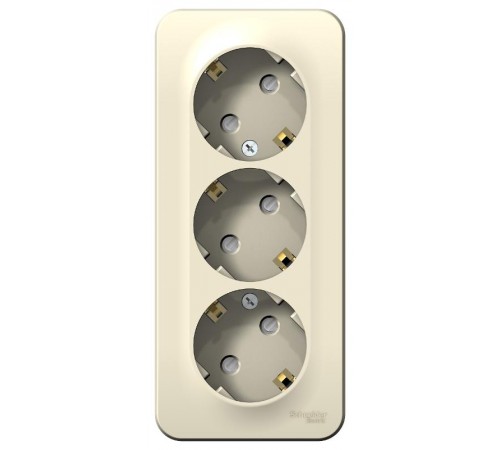 Blanca Молочный О/У с изолирующей пластиной Розетка 3-ая с заземлением со шторками 16А, 250В  BLNRA011312  SE