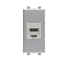 Компьютерная розетка RJ-45 без шторки модульная, кат.5е экранированная, "Avanti", "Закаленная сталь", 1 модуль  4404761  DKC