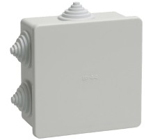 Коробка распределительная КМ41235 для о/п 85х85х40 мм IP44 (RAL7035, 6 гермовводов)  UKO11-085-085-040-K41-44  IEK