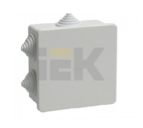 Коробка распределительная КМ41235 для о/п 85х85х40 мм IP44 (RAL7035, 6 гермовводов)  UKO11-085-085-040-K41-44  IEK