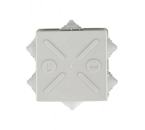 Коробка распределительная КМ41235 для о/п 85х85х40 мм IP44 (RAL7035, 6 гермовводов)  UKO11-085-085-040-K41-44  IEK