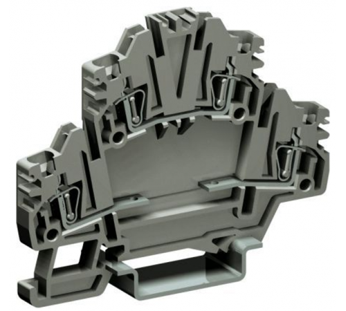 Клеммный зажим. Двухуровневый. Пружинный. 2,5 кв.мм. Оба уровня разомкнуты. Для установки электронных компонентов. Тип H  ZHD440GR  DKC