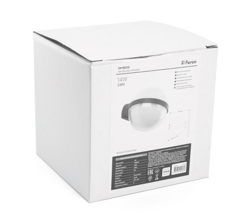 Светодиодный светильник аритектурный 14W, 1000Lm, 4000K, черный DH503 (на стену)  11703  FERON