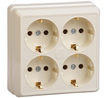 ОКТАВА кремовый Розетка 4-местная О/У с/з 16А РС24-3-ОК  ERO41-K33-16-DC  GENERICA