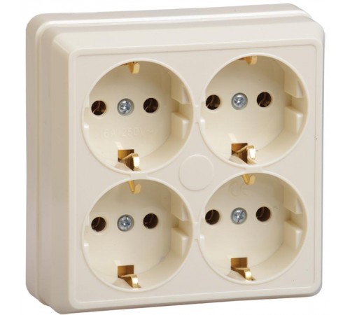ОКТАВА кремовый Розетка 4-местная О/У с/з 16А РС24-3-ОК  ERO41-K33-16-DC  GENERICA