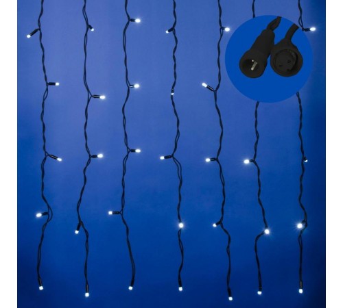 Занавес светодиодный  с эффектом мерцания, ULD-C2030-240/TBK WHITE IP67   3х2м соед. 240 диодов. белый свет. шнур черный  UL-00003939  Uniel