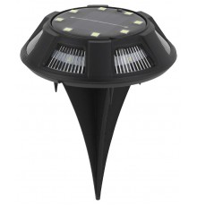 Садовая подсветка Таблетка на солнечной батарее ERAST024-01 сталь, пластик, 8 LED, 11,5*11,5*3 см  Б0057662  ЭРА