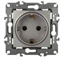 Розетка ЭРА Серия 12 12-2102-16 , с заземлением со шторками, 16А-250В, Эра12, титан   Б0065651  ЭРА