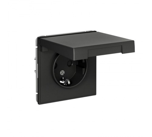 ArtGallery Базальт Розетка с заземлением, со шторками, с крышкой, 16А, IP20, механизм  GAL001446  SE